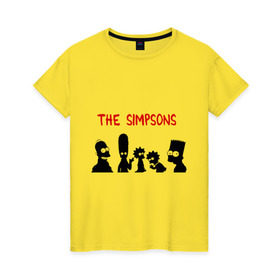 Женская футболка хлопок с принтом The simpsons в Петрозаводске, 100% хлопок | прямой крой, круглый вырез горловины, длина до линии бедер, слегка спущенное плечо | Тематика изображения на принте: 