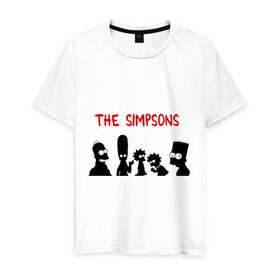 Мужская футболка хлопок с принтом The simpsons в Петрозаводске, 100% хлопок | прямой крой, круглый вырез горловины, длина до линии бедер, слегка спущенное плечо. | 
