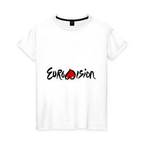 Женская футболка хлопок с принтом Eurovision в Петрозаводске, 100% хлопок | прямой крой, круглый вырез горловины, длина до линии бедер, слегка спущенное плечо | eurovision | евровидение