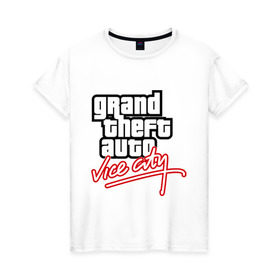 Женская футболка хлопок с принтом GTA Vice City в Петрозаводске, 100% хлопок | прямой крой, круглый вырез горловины, длина до линии бедер, слегка спущенное плечо | auto | grand | thaft | гта | игра | компьютерная