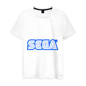 Мужская футболка хлопок с принтом SEGA в Петрозаводске, 100% хлопок | прямой крой, круглый вырез горловины, длина до линии бедер, слегка спущенное плечо. | 8 bit | 8 бит | sega | видеоигры | приставки | сега