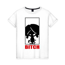 Женская футболка хлопок с принтом Bitch-logo в Петрозаводске, 100% хлопок | прямой крой, круглый вырез горловины, длина до линии бедер, слегка спущенное плечо | девочка | девушка | злая | стерва | топор