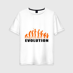 Женская футболка хлопок Oversize с принтом Evolution to admin в Петрозаводске, 100% хлопок | свободный крой, круглый ворот, спущенный рукав, длина до линии бедер
 | evolution | админ | комп | компьютер | люди | эволюция