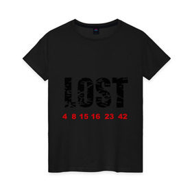 Женская футболка хлопок с принтом LOST в Петрозаводске, 100% хлопок | прямой крой, круглый вырез горловины, длина до линии бедер, слегка спущенное плечо | lost | лост | остаться в живых