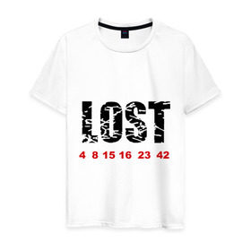 Мужская футболка хлопок с принтом LOST в Петрозаводске, 100% хлопок | прямой крой, круглый вырез горловины, длина до линии бедер, слегка спущенное плечо. | lost | лост | остаться в живых