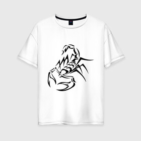 Женская футболка хлопок Oversize с принтом Скорпион в Петрозаводске, 100% хлопок | свободный крой, круглый ворот, спущенный рукав, длина до линии бедер
 | скорпион