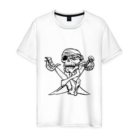 Мужская футболка хлопок с принтом Pirate (2) в Петрозаводске, 100% хлопок | прямой крой, круглый вырез горловины, длина до линии бедер, слегка спущенное плечо. | 