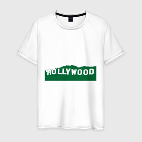Мужская футболка хлопок с принтом Hollywood в Петрозаводске, 100% хлопок | прямой крой, круглый вырез горловины, длина до линии бедер, слегка спущенное плечо. | california | hollywood | los angeles | голивуд | голливуд