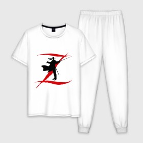 Мужская пижама хлопок с принтом Zorro в Петрозаводске, 100% хлопок | брюки и футболка прямого кроя, без карманов, на брюках мягкая резинка на поясе и по низу штанин
 | zorro | зорро