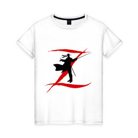 Женская футболка хлопок с принтом Zorro в Петрозаводске, 100% хлопок | прямой крой, круглый вырез горловины, длина до линии бедер, слегка спущенное плечо | zorro | зорро