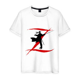 Мужская футболка хлопок с принтом Zorro в Петрозаводске, 100% хлопок | прямой крой, круглый вырез горловины, длина до линии бедер, слегка спущенное плечо. | zorro | зорро