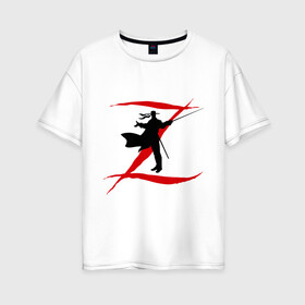 Женская футболка хлопок Oversize с принтом Zorro в Петрозаводске, 100% хлопок | свободный крой, круглый ворот, спущенный рукав, длина до линии бедер
 | zorro | зорро