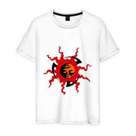 Мужская футболка хлопок с принтом Солнце в Петрозаводске, 100% хлопок | прямой крой, круглый вырез горловины, длина до линии бедер, слегка спущенное плечо. | лучи | солнце | солнышко