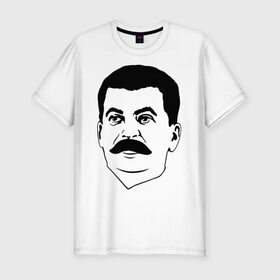 Мужская футболка премиум с принтом Сталин в Петрозаводске, 92% хлопок, 8% лайкра | приталенный силуэт, круглый вырез ворота, длина до линии бедра, короткий рукав | Тематика изображения на принте: stalin | ussr | коба | кобба | политические | ссср | сталин