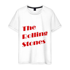 Мужская футболка хлопок с принтом The Rolling Stones в Петрозаводске, 100% хлопок | прямой крой, круглый вырез горловины, длина до линии бедер, слегка спущенное плечо. | rolling stones