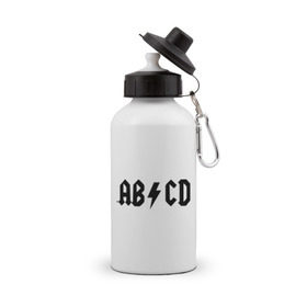 Бутылка спортивная с принтом ABCD в Петрозаводске, металл | емкость — 500 мл, в комплекте две пластиковые крышки и карабин для крепления | Тематика изображения на принте: ac dc | acdc | acds | acdsee | эйсидиси