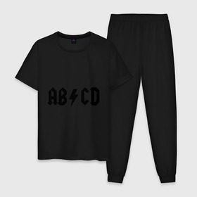 Мужская пижама хлопок с принтом ABCD в Петрозаводске, 100% хлопок | брюки и футболка прямого кроя, без карманов, на брюках мягкая резинка на поясе и по низу штанин
 | Тематика изображения на принте: ac dc | acdc | acds | acdsee | эйсидиси