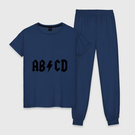 Женская пижама хлопок с принтом ABCD в Петрозаводске, 100% хлопок | брюки и футболка прямого кроя, без карманов, на брюках мягкая резинка на поясе и по низу штанин | ac dc | acdc | acds | acdsee | эйсидиси