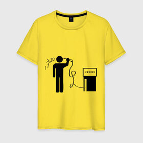 Мужская футболка хлопок с принтом Бензиновый суицид в Петрозаводске, 100% хлопок | прямой крой, круглый вырез горловины, длина до линии бедер, слегка спущенное плечо. | бензин | бензиновый суицид | бензоколонка | заправка | суицид