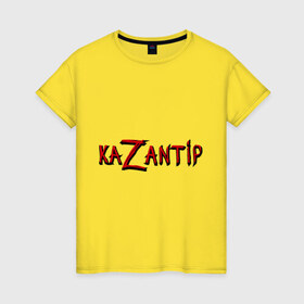 Женская футболка хлопок с принтом KaZantip в Петрозаводске, 100% хлопок | прямой крой, круглый вырез горловины, длина до линии бедер, слегка спущенное плечо | kazantip | казан | казантип | фестиваль