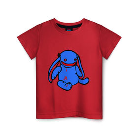 Детская футболка хлопок с принтом Смешной заяц в Петрозаводске, 100% хлопок | круглый вырез горловины, полуприлегающий силуэт, длина до линии бедер | зайчик | заяц | игрушка | плюшевый заяц | смешной заяц