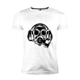 Мужская футболка премиум с принтом Toxic DJ в Петрозаводске, 92% хлопок, 8% лайкра | приталенный силуэт, круглый вырез ворота, длина до линии бедра, короткий рукав | deejay | dj | toxic | диджей | противогаз | токсик