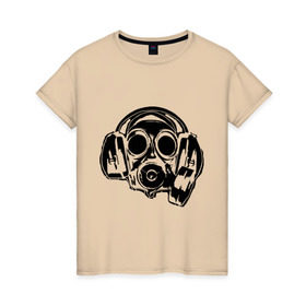 Женская футболка хлопок с принтом Toxic DJ в Петрозаводске, 100% хлопок | прямой крой, круглый вырез горловины, длина до линии бедер, слегка спущенное плечо | deejay | dj | toxic | диджей | противогаз | токсик