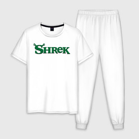 Мужская пижама хлопок с принтом Shrek в Петрозаводске, 100% хлопок | брюки и футболка прямого кроя, без карманов, на брюках мягкая резинка на поясе и по низу штанин
 | shrek | шрек