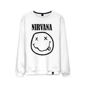 Мужской свитшот хлопок с принтом Nirvana в Петрозаводске, 100% хлопок |  | cobain | media | nirvana | rock | smells like teen spirit | toplanding | кобейн | нирвана | рок