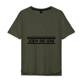 Мужская футболка хлопок Oversize с принтом Jedem Das Seine в Петрозаводске, 100% хлопок | свободный крой, круглый ворот, “спинка” длиннее передней части | германия | иностранный | надпись | немецкий | переводчик | слова | фраза