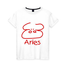 Женская футболка хлопок с принтом Овен в Петрозаводске, 100% хлопок | прямой крой, круглый вырез горловины, длина до линии бедер, слегка спущенное плечо | aries | гороскоп | знаки зодиака | овен