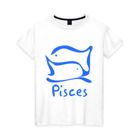 Женская футболка хлопок с принтом Рыбы в Петрозаводске, 100% хлопок | прямой крой, круглый вырез горловины, длина до линии бедер, слегка спущенное плечо | 