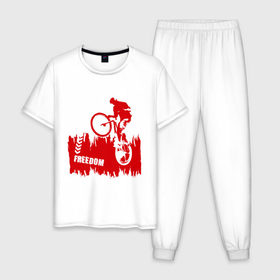 Мужская пижама хлопок с принтом Велосипед в Петрозаводске, 100% хлопок | брюки и футболка прямого кроя, без карманов, на брюках мягкая резинка на поясе и по низу штанин
 | streeet | xtream | велик | вело | велосипед | стрит | экстрим