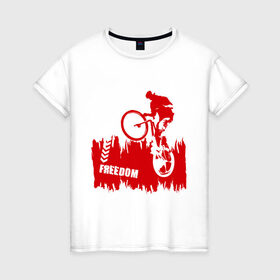 Женская футболка хлопок с принтом Велосипед в Петрозаводске, 100% хлопок | прямой крой, круглый вырез горловины, длина до линии бедер, слегка спущенное плечо | streeet | xtream | велик | вело | велосипед | стрит | экстрим