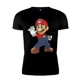 Мужская футболка премиум с принтом Super Mario (1) в Петрозаводске, 92% хлопок, 8% лайкра | приталенный силуэт, круглый вырез ворота, длина до линии бедра, короткий рукав | nintendo | марио | нинтендо