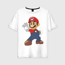Женская футболка хлопок Oversize с принтом Super Mario (1) в Петрозаводске, 100% хлопок | свободный крой, круглый ворот, спущенный рукав, длина до линии бедер
 | nintendo | марио | нинтендо