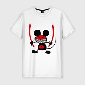 Мужская футболка премиум с принтом Samurai в Петрозаводске, 92% хлопок, 8% лайкра | приталенный силуэт, круглый вырез ворота, длина до линии бедра, короткий рукав | воин | животные | мышка | мышонок | мышь | самурай