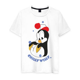 Мужская футболка хлопок с принтом Chilly Willy в Петрозаводске, 100% хлопок | прямой крой, круглый вырез горловины, длина до линии бедер, слегка спущенное плечо. | пингвин