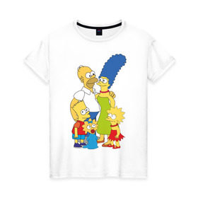 Женская футболка хлопок с принтом The Simpsons (2) в Петрозаводске, 100% хлопок | прямой крой, круглый вырез горловины, длина до линии бедер, слегка спущенное плечо | гомер