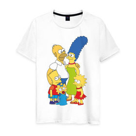 Мужская футболка хлопок с принтом The Simpsons (2) в Петрозаводске, 100% хлопок | прямой крой, круглый вырез горловины, длина до линии бедер, слегка спущенное плечо. | гомер