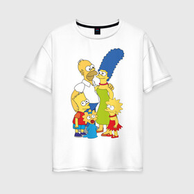 Женская футболка хлопок Oversize с принтом The Simpsons (2) в Петрозаводске, 100% хлопок | свободный крой, круглый ворот, спущенный рукав, длина до линии бедер
 | гомер