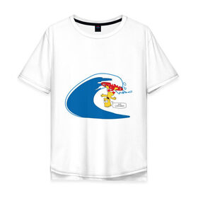 Мужская футболка хлопок Oversize с принтом Бард Симпсон Серфинг в Петрозаводске, 100% хлопок | свободный крой, круглый ворот, “спинка” длиннее передней части | simpsons | барт | барт симпсон | симпсоны | симсоны