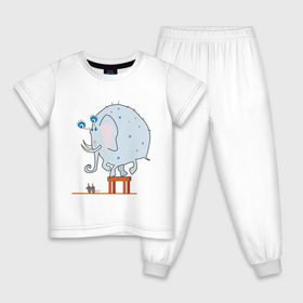 Детская пижама хлопок с принтом Слон и мыши в Петрозаводске, 100% хлопок |  брюки и футболка прямого кроя, без карманов, на брюках мягкая резинка на поясе и по низу штанин
 | животные | испуганный