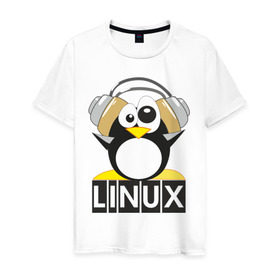 Мужская футболка хлопок с принтом Linux (6) в Петрозаводске, 100% хлопок | прямой крой, круглый вырез горловины, длина до линии бедер, слегка спущенное плечо. | пингвин
