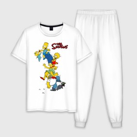 Мужская пижама хлопок с принтом The simpsons(1) в Петрозаводске, 100% хлопок | брюки и футболка прямого кроя, без карманов, на брюках мягкая резинка на поясе и по низу штанин
 | гомер