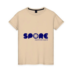 Женская футболка хлопок с принтом Spore в Петрозаводске, 100% хлопок | прямой крой, круглый вырез горловины, длина до линии бедер, слегка спущенное плечо | игра | игры | лаборатория существ | спор