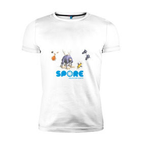 Мужская футболка премиум с принтом Spore (3) в Петрозаводске, 92% хлопок, 8% лайкра | приталенный силуэт, круглый вырез ворота, длина до линии бедра, короткий рукав | игры | лаборатория существ | спор
