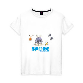Женская футболка хлопок с принтом Spore (3) в Петрозаводске, 100% хлопок | прямой крой, круглый вырез горловины, длина до линии бедер, слегка спущенное плечо | игры | лаборатория существ | спор