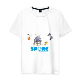 Мужская футболка хлопок с принтом Spore (3) в Петрозаводске, 100% хлопок | прямой крой, круглый вырез горловины, длина до линии бедер, слегка спущенное плечо. | игры | лаборатория существ | спор
