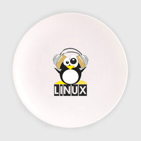 Тарелка 3D с принтом Linux в Петрозаводске, фарфор | диаметр - 210 мм
диаметр для нанесения принта - 120 мм | Тематика изображения на принте: пингвин
